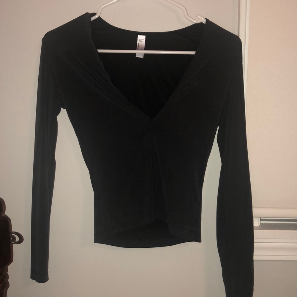 American Apparel deep V long sleeve going out top